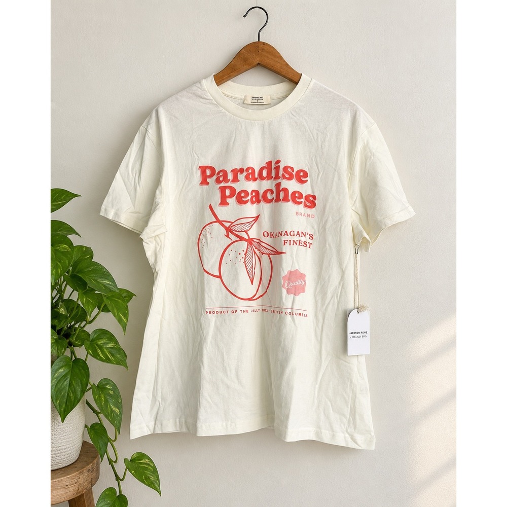 Jackson Rowe x Jilly Box Paradise Peaches Tee Large NWT Jillian Harris Cream